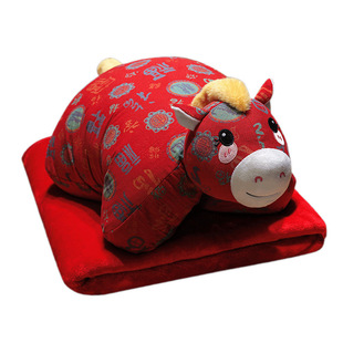 新品国风折叠变身小马三合一抱枕毯办公室午休头枕毯子公司年会礼