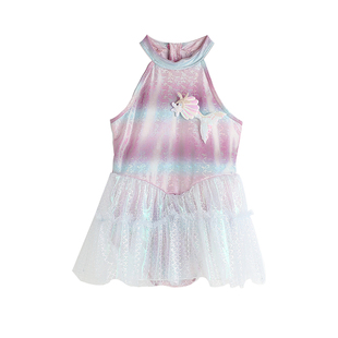 布丁哈鲁夏装儿童夏季2026新款女童装韩版休闲彩色美人鱼连体泳衣