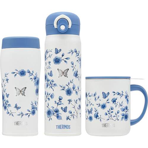 膳魔师保温杯青花瓷系列国风不锈钢便携水杯手持桌面咖啡杯马克杯