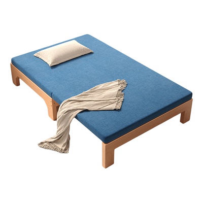 榉木实木可折叠床小户型沙发床榻榻米抽拉床家用午休单人床伸缩床