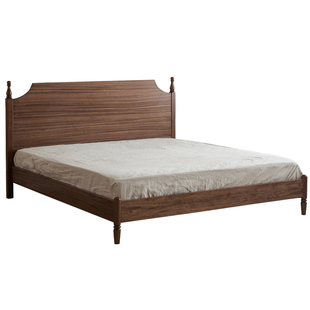 美式简约黑胡桃木床全实木床1.5米1.8米双人床主卧复古风家具