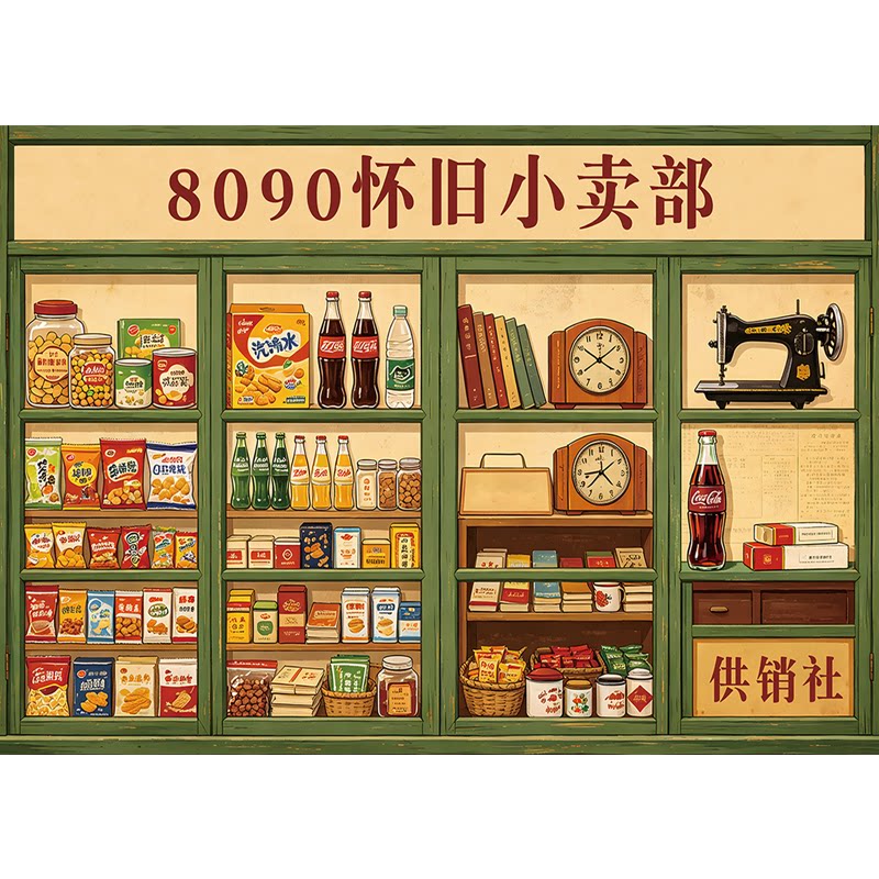 怀旧小卖部墙贴纸饭店背景墙壁画