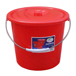 日用加厚水桶大号钢化塑料桶家用储水桶带盖提手洗澡红色手提圆桶