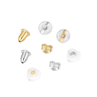 925纯银耳堵防掉耳钉后面的耳帽耳环硅胶耳塞防滑扣18k金DIY配件