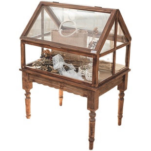 你可居实木玻璃展示柜手办饰品玉石珠宝首饰家用摆件复古柜子