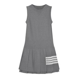 TB连衣裙时尚新款夏季女无袖连衣裙赵露思同款tb针织梨型百褶裙子