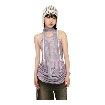 slyY2K辣妹创意街景图案连衣裙