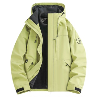 稻草人2025冲锋衣女三合一可拆卸外套秋冬季防风防水情侣羽绒服男