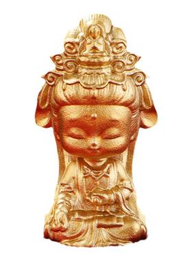 黄铜 迷你观音车载小摆件Q版中式佛像客厅茶宠文玩金属装饰工艺品