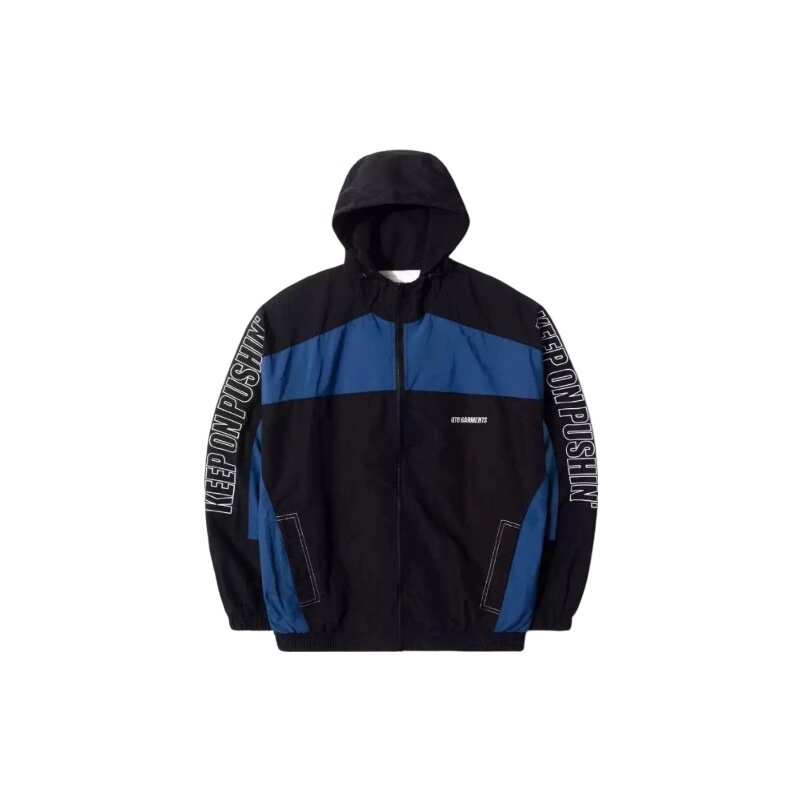 QT8 GARMENTS LB复古连帽运动夹克(黑色/蓝色)韩国官网直邮进口