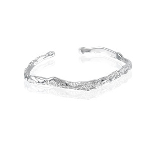 原创925纯银不掉色手镯破碎肌理感小众设计高级冷淡手环男女