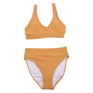 澳洲品牌时尚性感小胸聚拢度假温泉高腰比基尼bikini泳衣纯色泳装