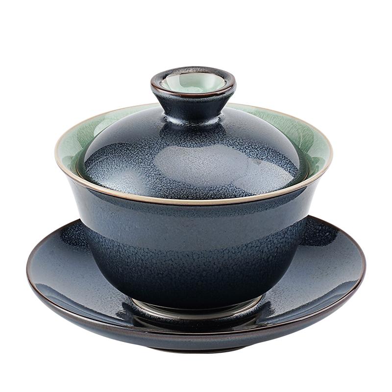 大师级《陈为椿》手工天目釉盖碗单个陶瓷防烫三才茶碗中国风复古