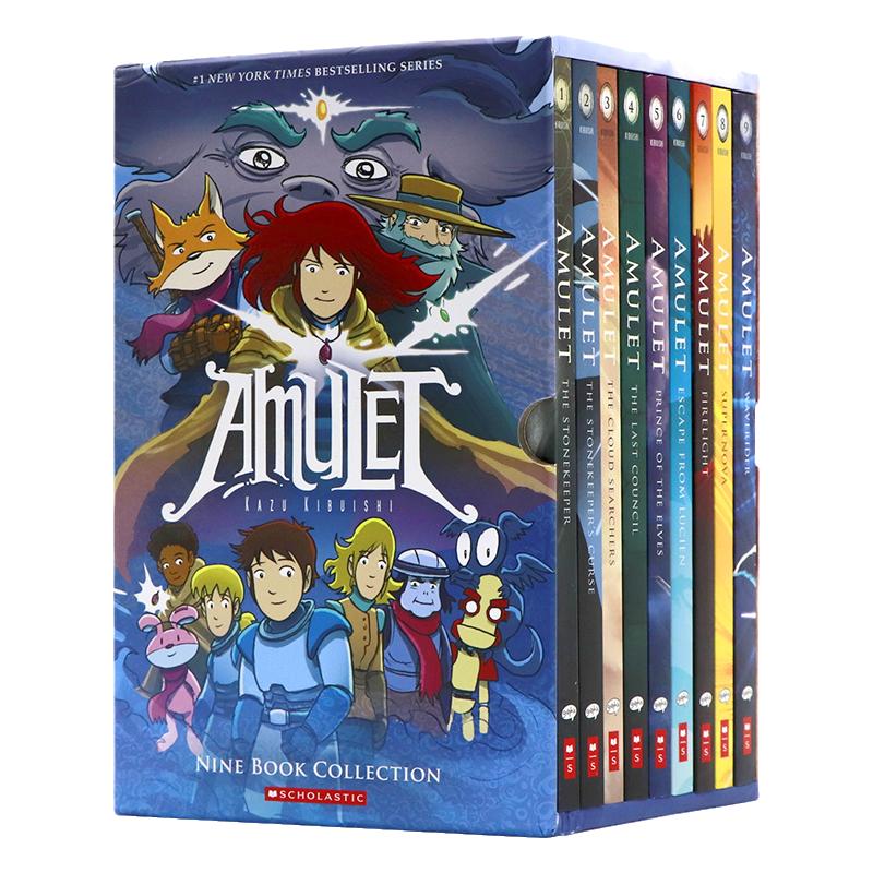 护身符1-9册 英文原版漫画小说 Amulet 1-9 Box Set冒险魔幻悬疑元素畅销全彩漫画英语读物 儿童中小学生章节桥梁书蓝思值520L