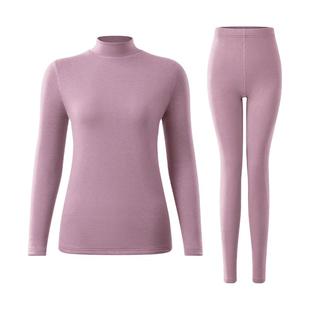 半高领蚕丝保暖内衣女士冬季加绒加厚德绒自发热中领秋衣秋裤套装