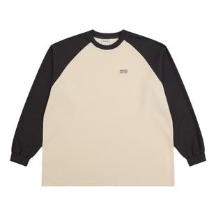 Batterup秋季日系潮牌上衣插肩拼接刺绣圆领华夫格长袖男T恤宽松