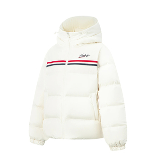 李宁女子短羽绒服2025冬季新款80%鸭绒保暖加厚连帽外套AYMV234