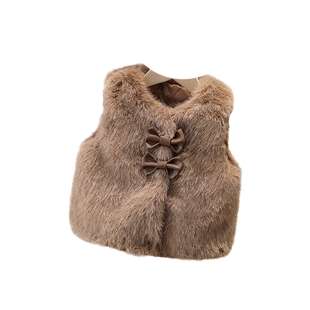 女童皮草马甲秋冬洋气百搭女孩水貂毛毛背心外穿女宝上衣儿童坎肩