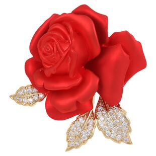 【紫罗兰正版】叹玫红色玫瑰花胸针高档女胸花别针生日礼物潮