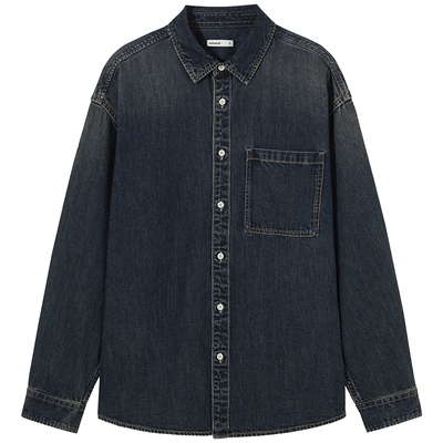 热风2025年秋季新款男士⽜仔衬衫