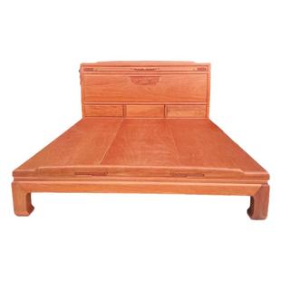 红木花梨木大床双人床进口菠萝格木.8米大脚床结婚床缅花色原木床