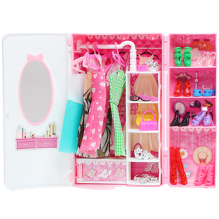 比肯娃衣30厘米洋娃娃仿真超大家具套装儿童梦幻衣橱衣柜玩具配件