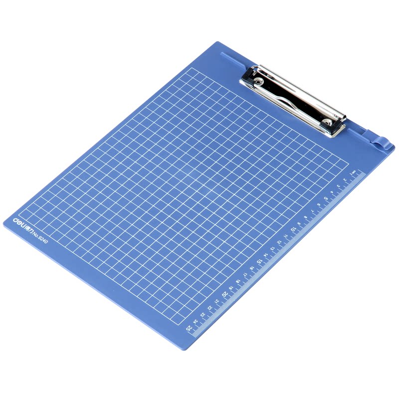 得力9240A4蓝色塑料夹板文件夹