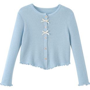 女童薄款针织开衫2026新款洋气儿童春秋上衣女孩韩系宽松毛衣打底