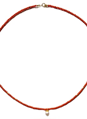 天然南红玛瑙珍珠细项链国风气质
