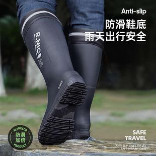加绒高筒防水防滑钓鱼套鞋 冬季 加厚水靴耐磨硅胶雨靴 男款 备美雨鞋