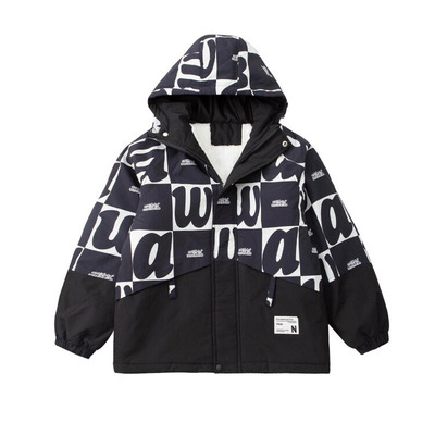 男童加绒秋冬装加厚棉衣