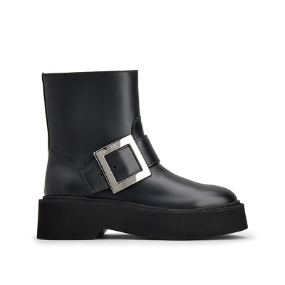 【新年礼物】Roger Vivier/RV女鞋Viv Rangers皮革机车靴