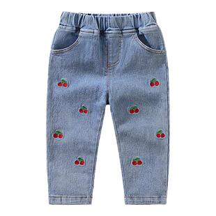 女童裤子秋季2023新款宝宝秋装长裤韩版一二岁婴儿儿童牛仔裤弹力