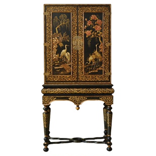 卡斯特兰复古实木高脚储物柜美式欧式玄关柜入户正对门酒柜1867F