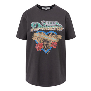 RAIVE2026春季新款女上衣宽松撞色印花爱心玫瑰浪漫氛围短袖T恤