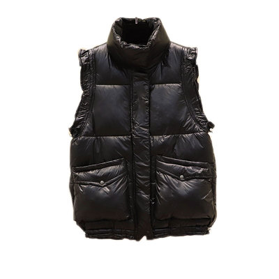 萱魅莎羽绒棉马甲中长款抽绳拉链