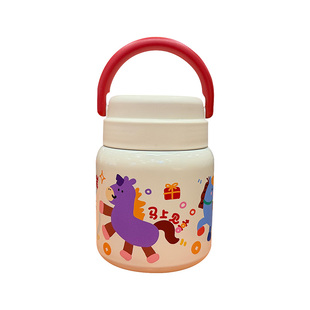马到成功保温杯卡通焖烧杯女生带盖勺早餐便当盒手提燕麦银耳粥桶