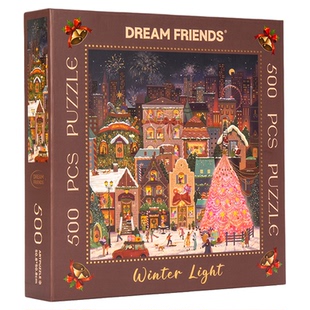 Dreamfriends肯研初雪之夜烫金拼图500片圣诞新年礼物成人解压