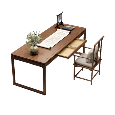 玲珑湾新中式实木抽屉书桌书法桌