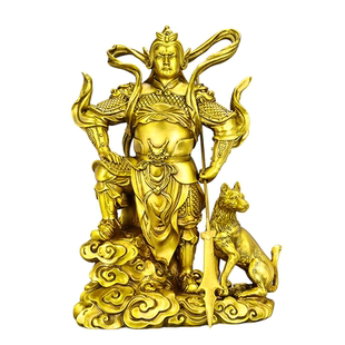 铜二郎神摆件二郎真君家居供奉铜像家居装饰品桌面工艺品日常送礼