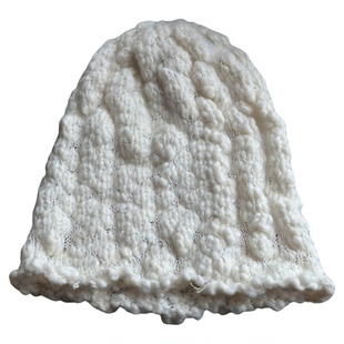 粗制日本单慵懒风宽松纹理感羊毛乞丐帽毛线帽子女冬天针织车夫帽