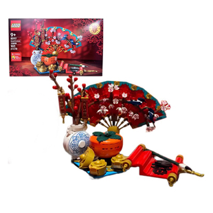 【自营】LEGO乐高新春系列80117五福迎春红扇子中国蛇年新年礼物