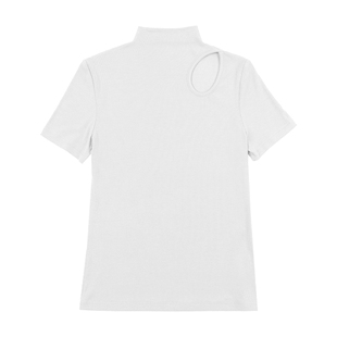 莫代尔半高领短袖T恤女春夏季镂空修身针织内搭打底衫高级感上衣