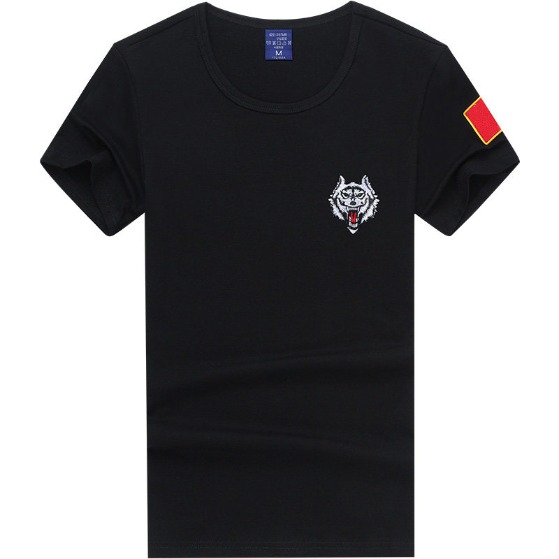 军迷刺绣中国战狼T恤作训体能服