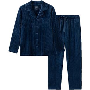 SCHIESSER舒雅男士双面法兰绒加厚翻领大码冬季睡衣家居服套装