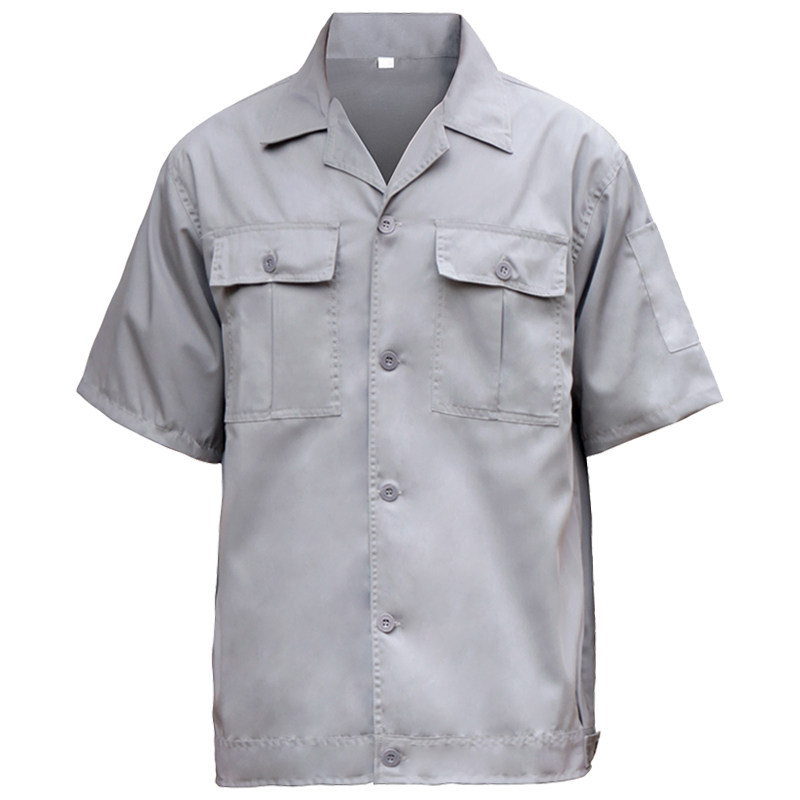 夏季薄款工作服男短袖纽扣款