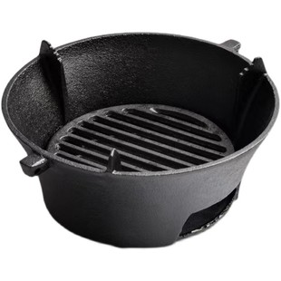 户外圆形铸铁碳炉烧烤炭炉炭火炉子庭院韩式烧烤炉木炭烤肉锅