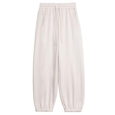 黑色加绒加厚运动裤女25冬季高腰休闲小个子直筒收口束脚香蕉卫裤