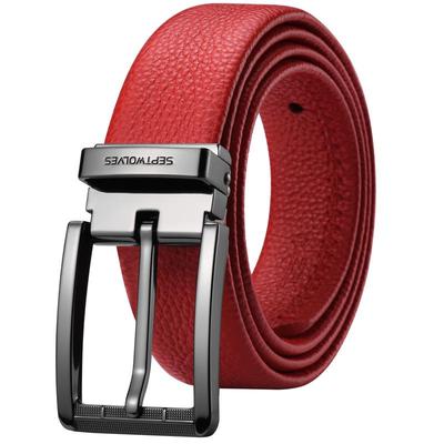 七匹狼红腰带针扣本命年红色皮带