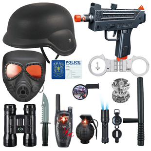 儿童小警察手铐装备套装玩具男孩头盔幼儿园区角表演道具马甲